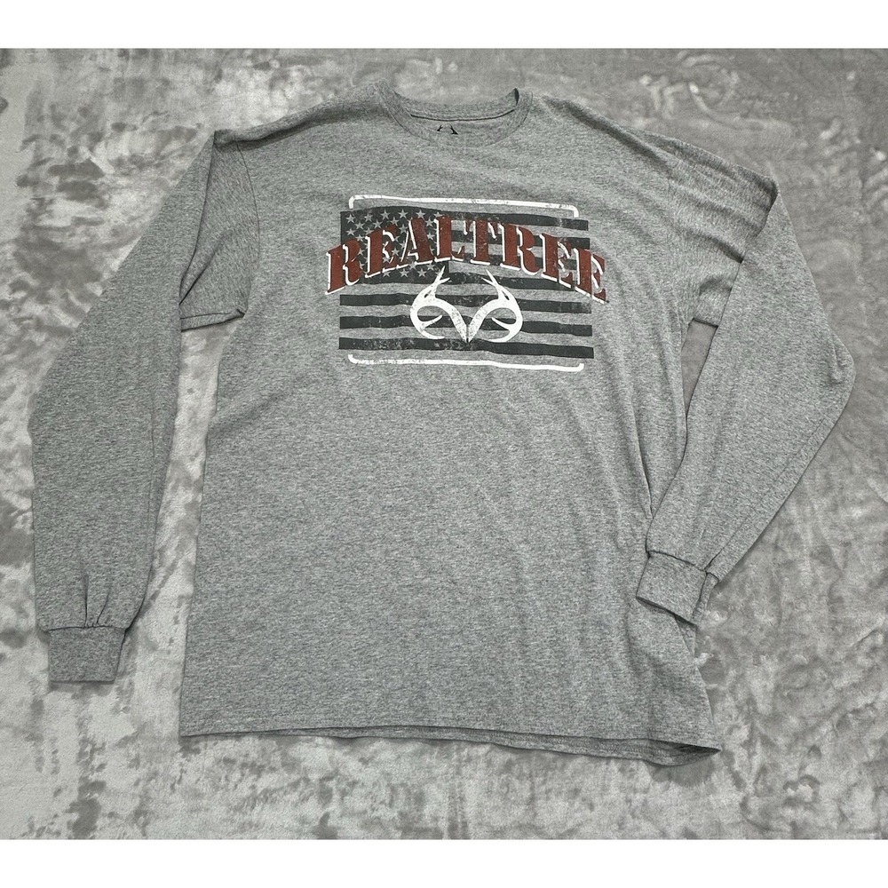 Realtree T-Shirt Mens Size Large Gray Long Sleeve Outdoor Sports First Layer EUC